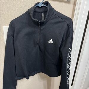 Adidas Black Half-Zip Cropped Sweatshirt